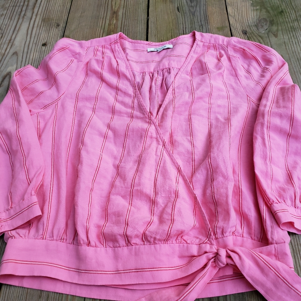 Madewell crossover pink cropped top